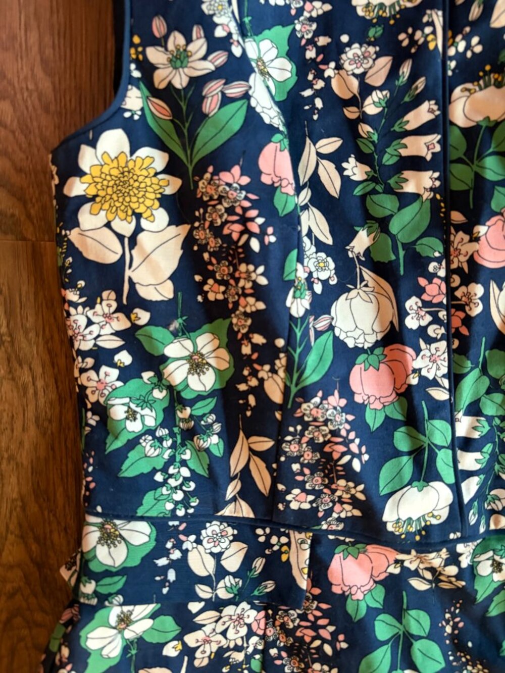 Oasis floral dress 6 navy stretch cotton mini - Picture 4 of 10